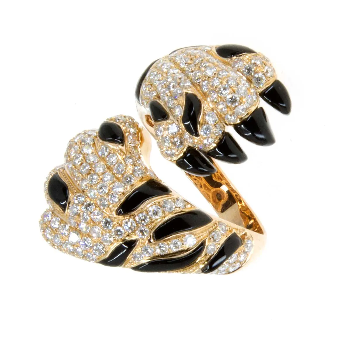 18K Diamond and Black Onyx Tiger Paw Ring