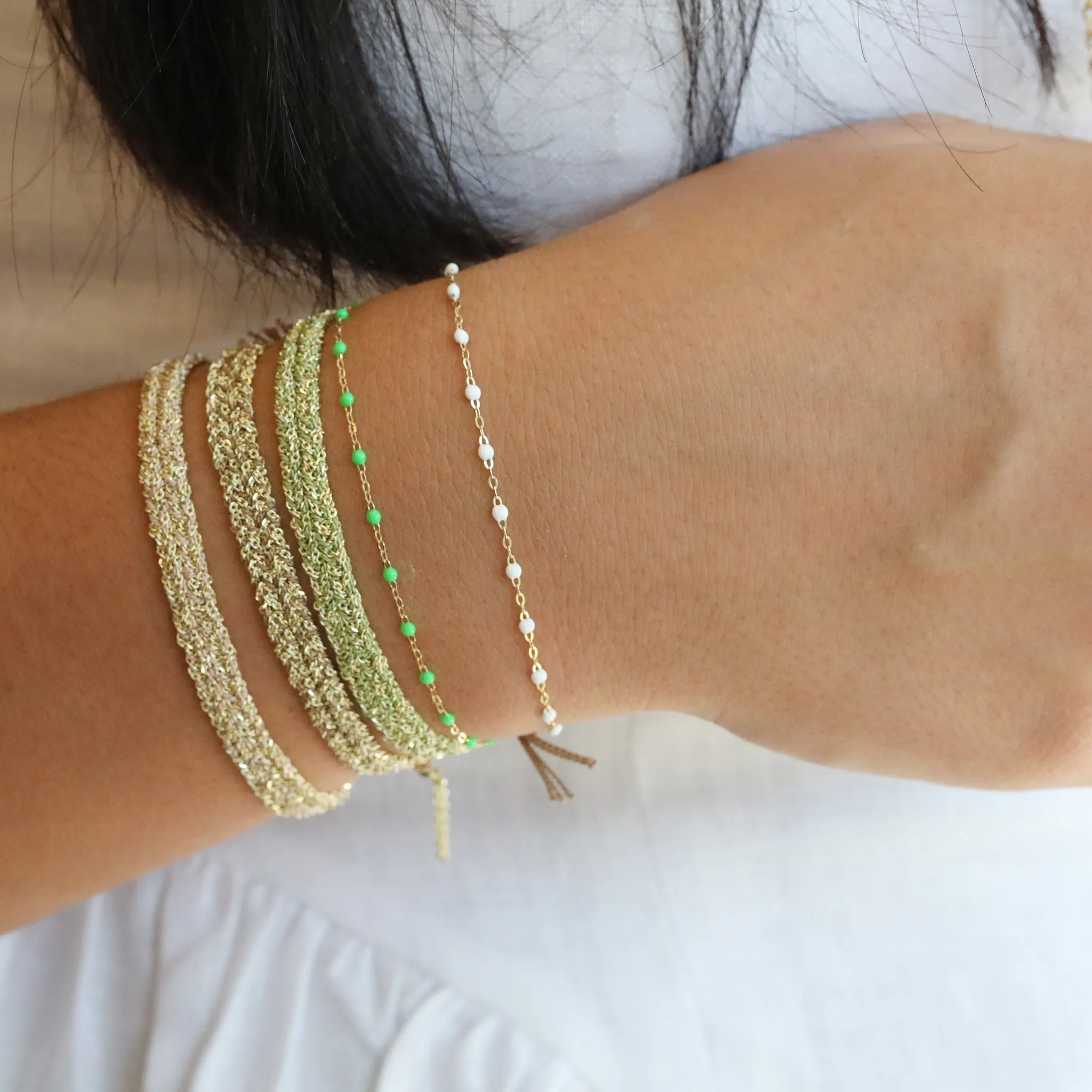 18K Gold & White Resin Extra Small "Classic" Bracelet