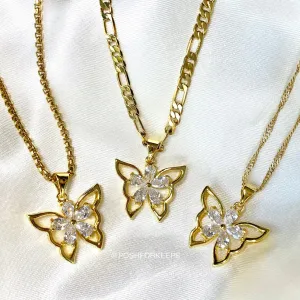 18K GOLD BUTTERFLY FLEUR NECKLACE