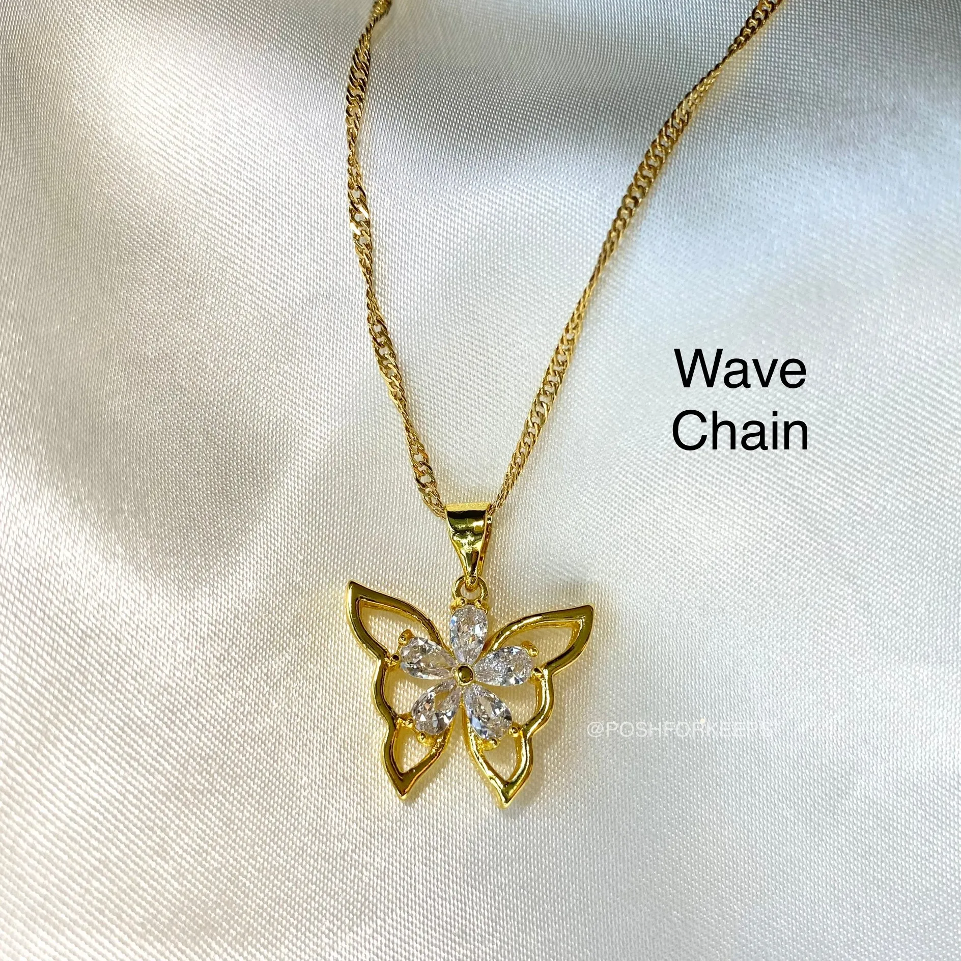 18K GOLD BUTTERFLY FLEUR NECKLACE