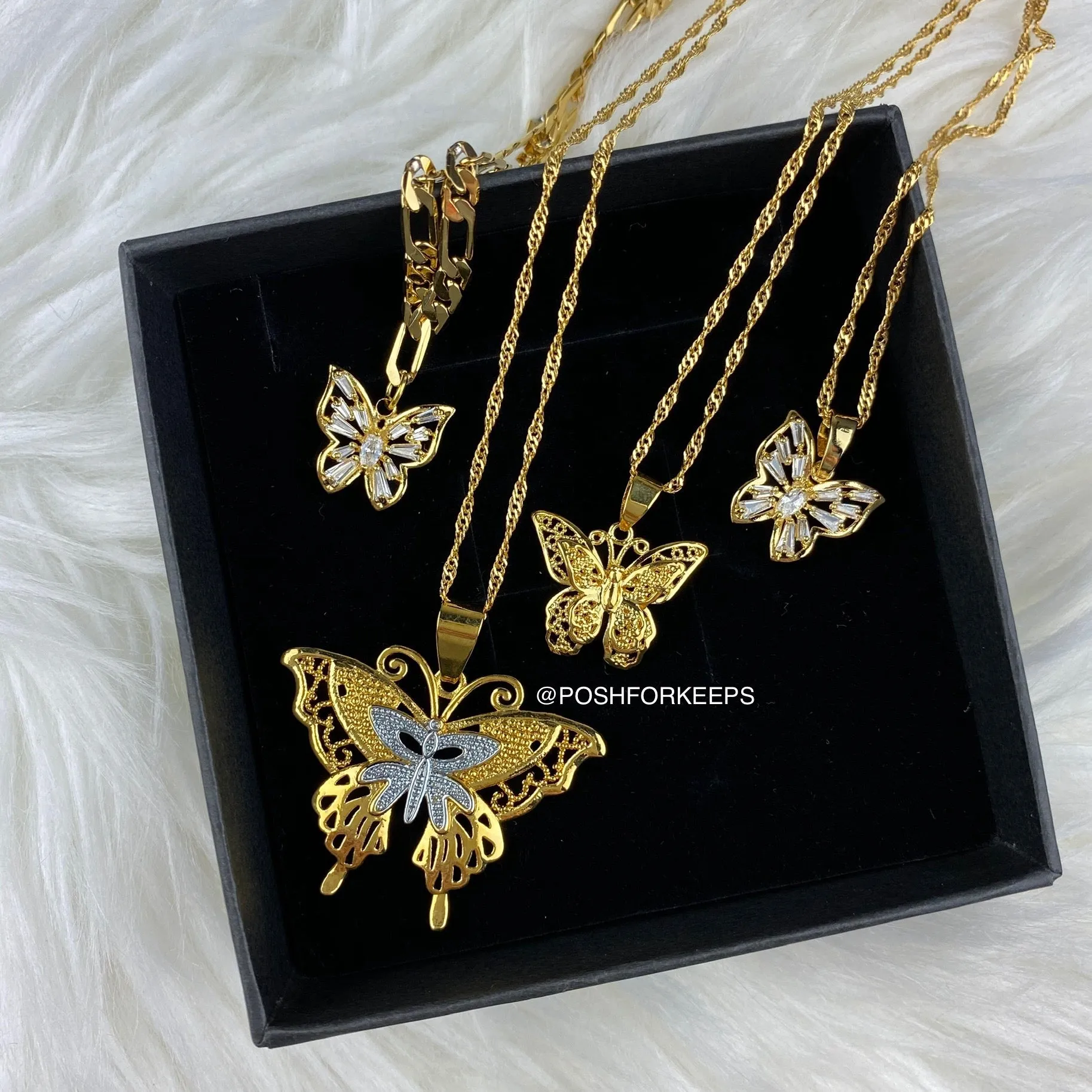18K GOLD BUTTERFLY LACE NECKLACE