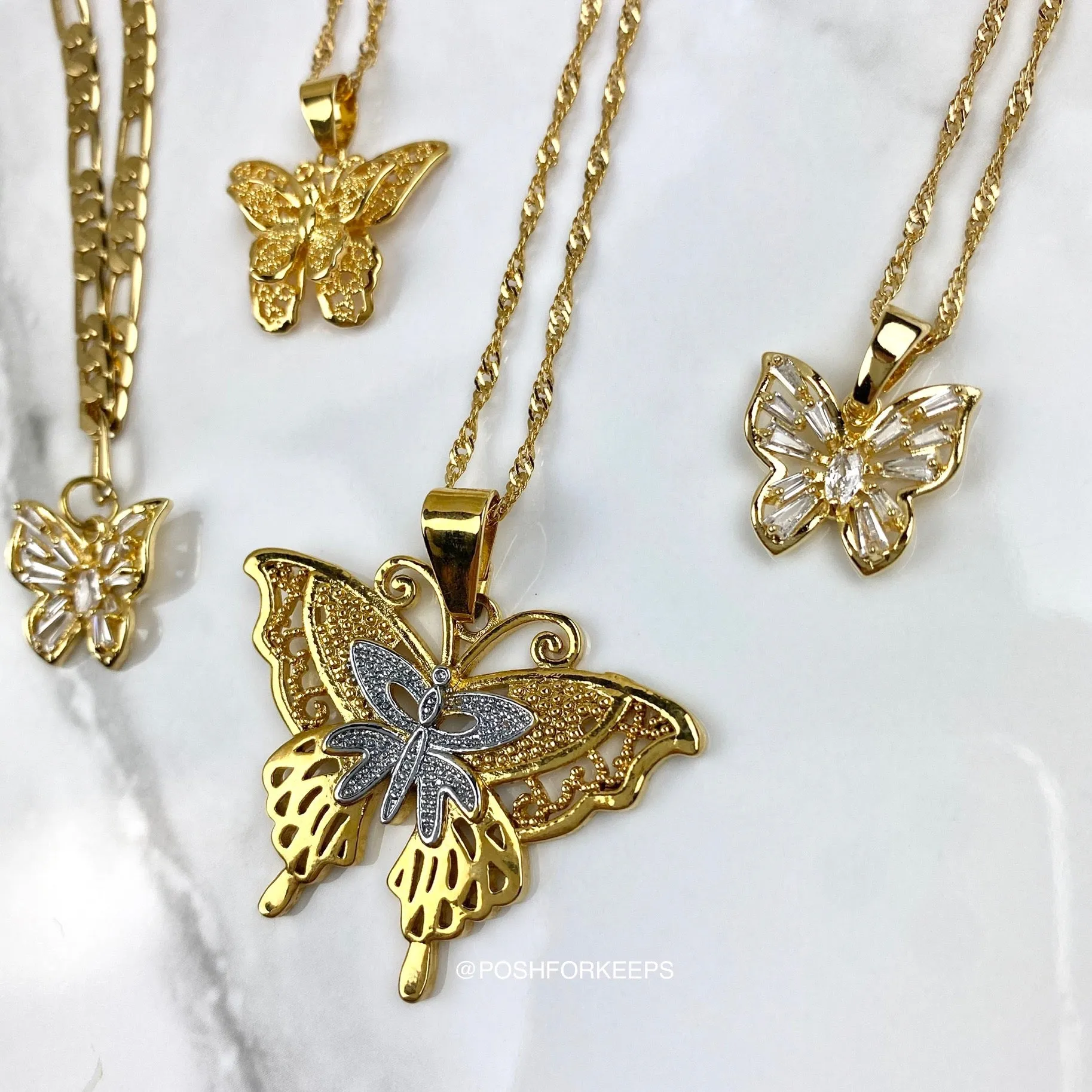 18K GOLD BUTTERFLY LACE NECKLACE