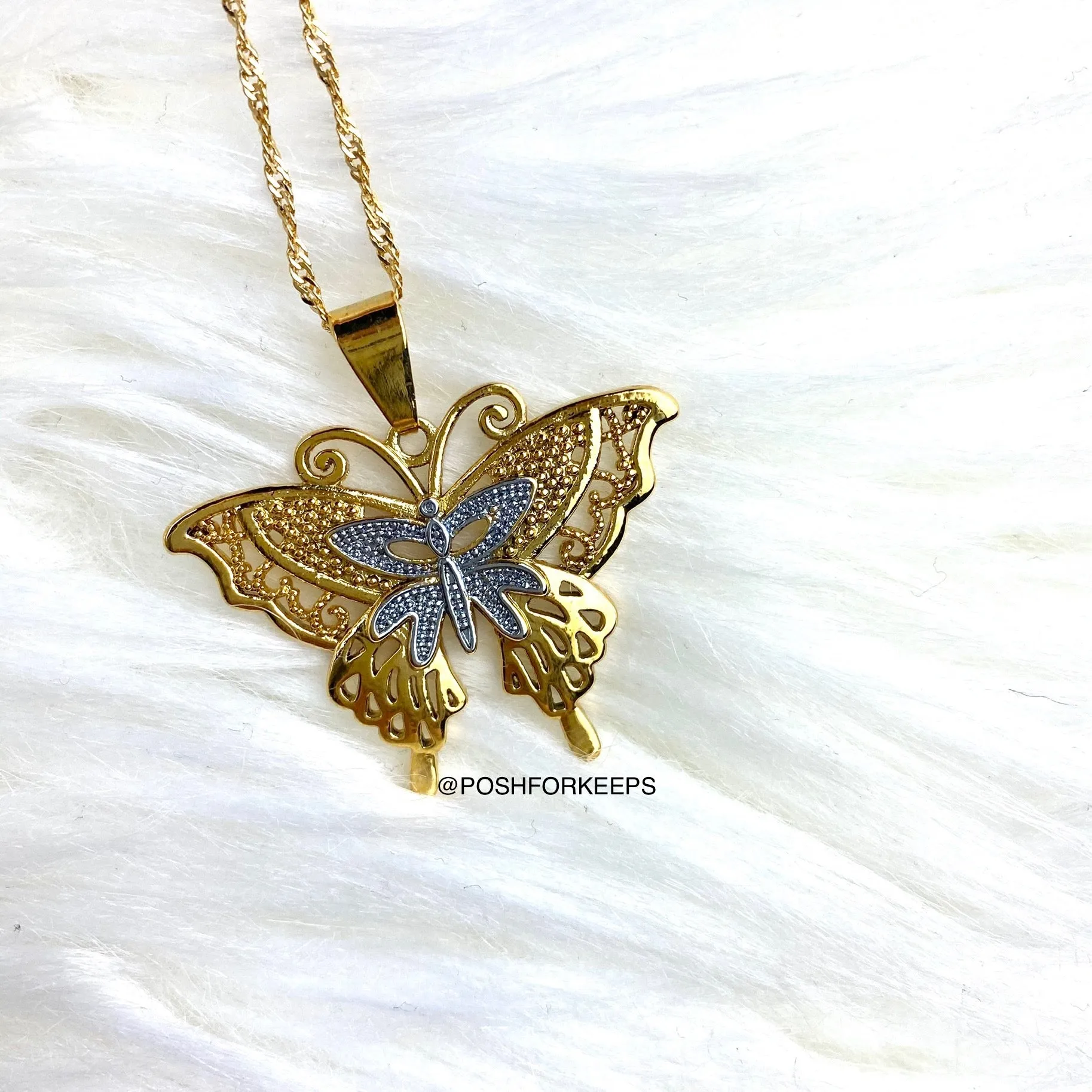 18K GOLD BUTTERFLY LACE NECKLACE