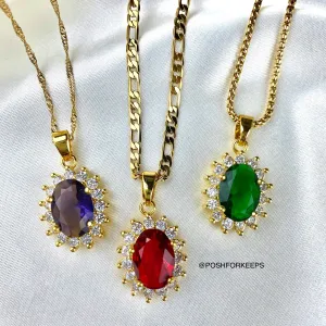 18K GOLD GEMSTONE NECKLACE