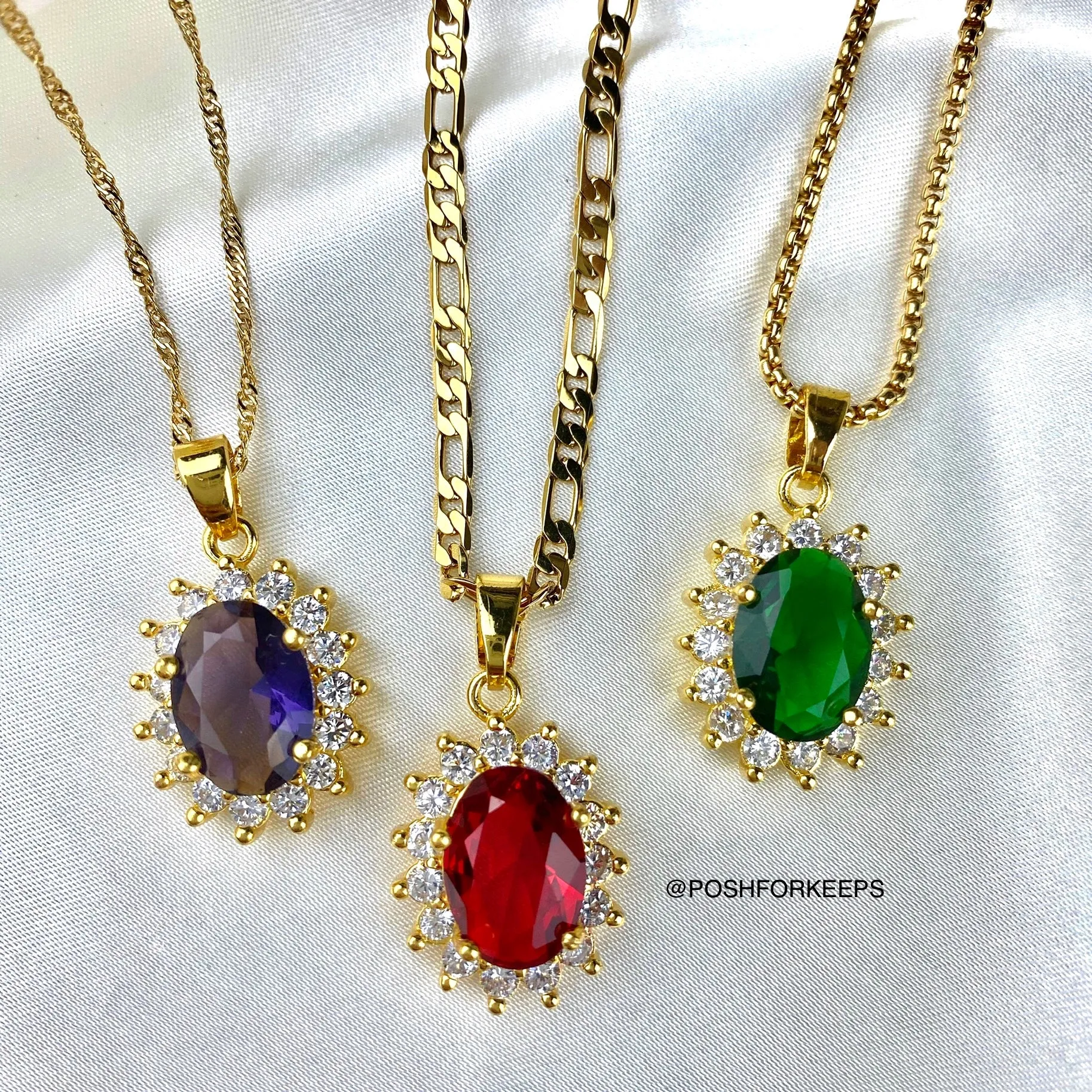 18K GOLD GEMSTONE NECKLACE