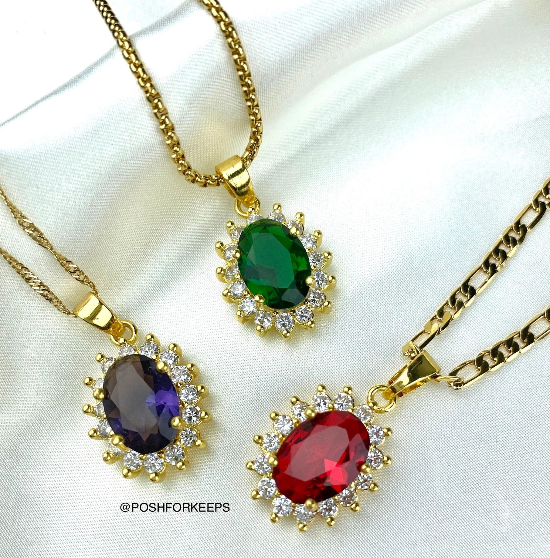 18K GOLD GEMSTONE NECKLACE