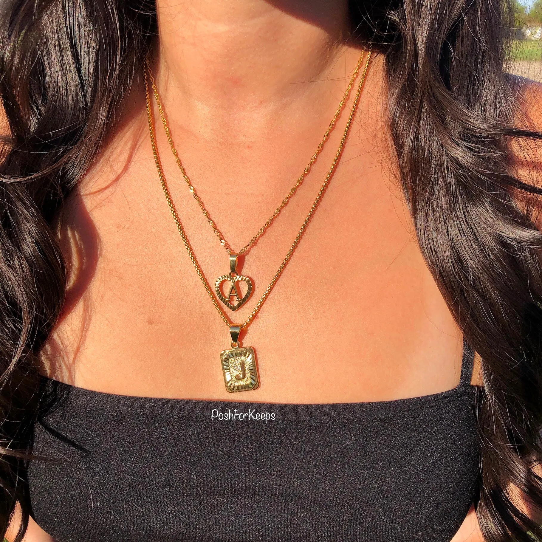 18K GOLD INITIAL HEART NECKLACE