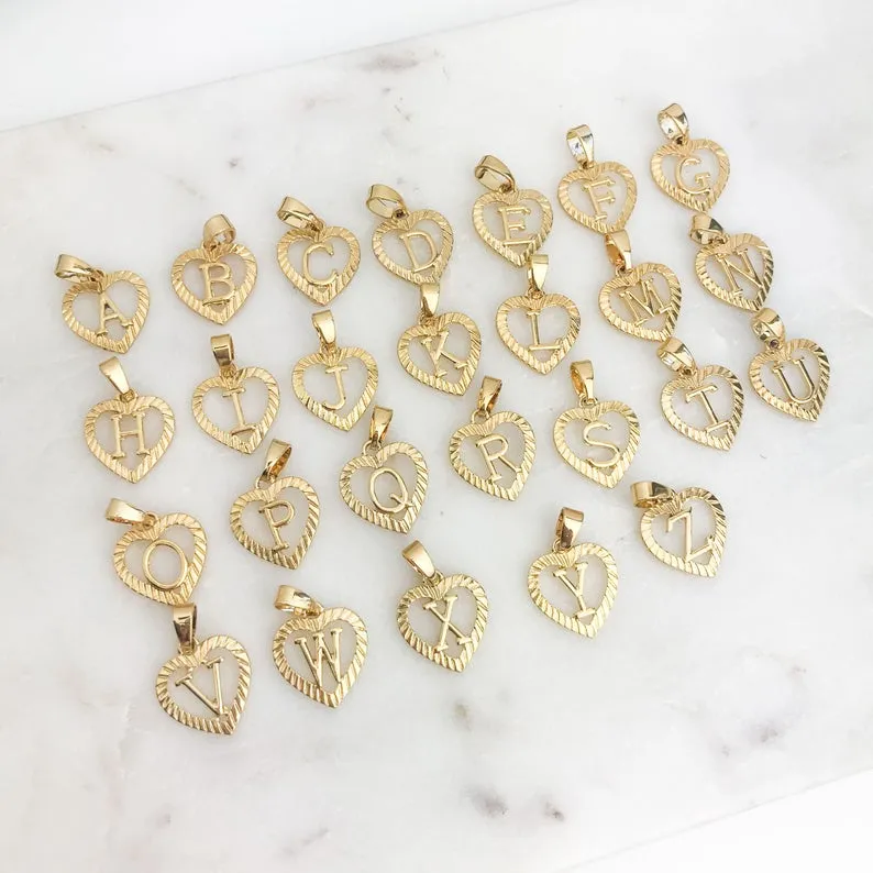 18K GOLD INITIAL HEART NECKLACE