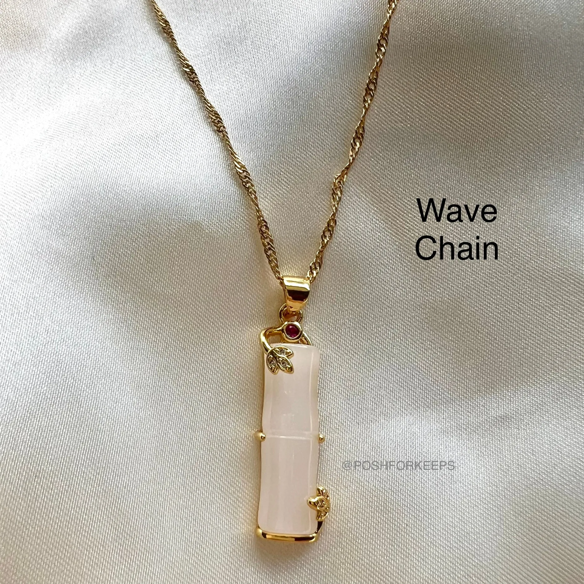 18K GOLD JADE BAMBOO NECKLACE