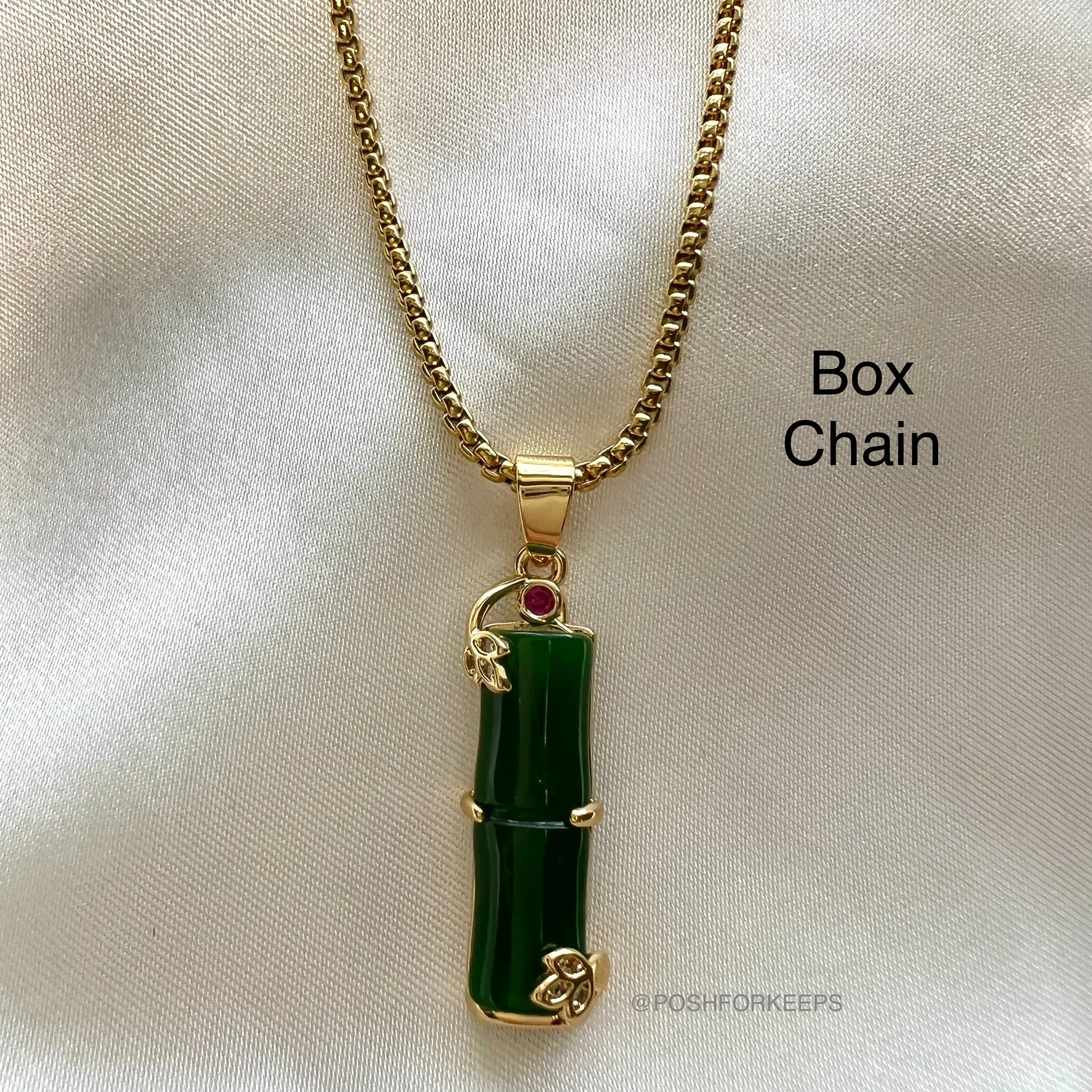 18K GOLD JADE BAMBOO NECKLACE
