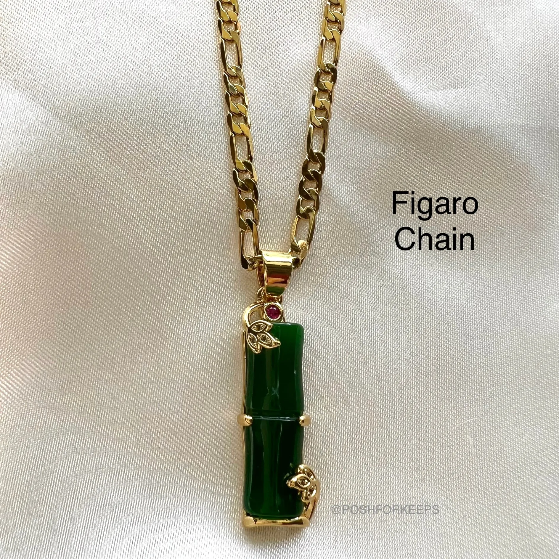 18K GOLD JADE BAMBOO NECKLACE