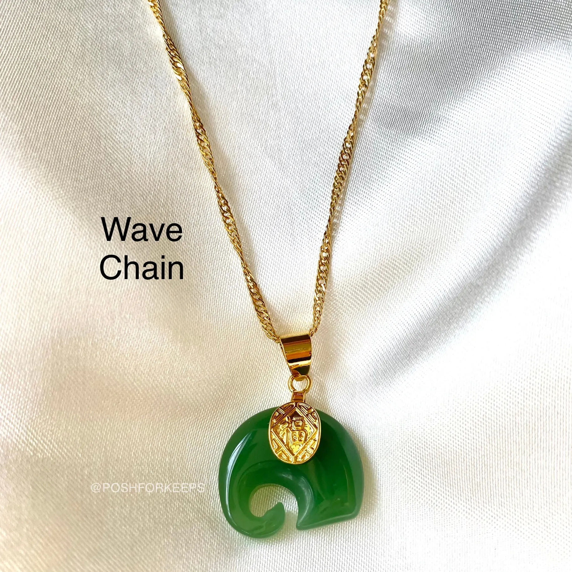 18K GOLD JADE ELEPHANT NECKLACE