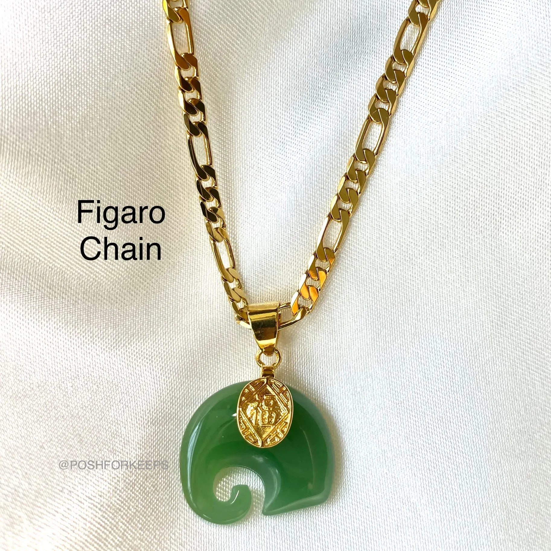 18K GOLD JADE ELEPHANT NECKLACE