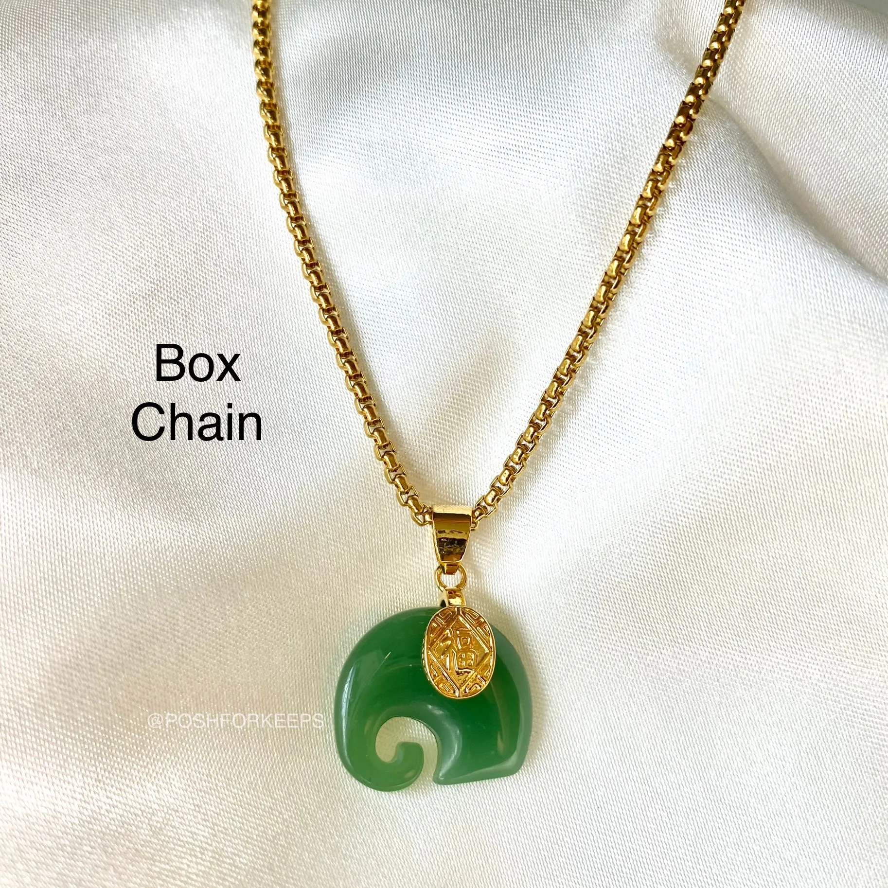 18K GOLD JADE ELEPHANT NECKLACE