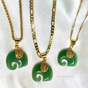 18K GOLD JADE ELEPHANT NECKLACE