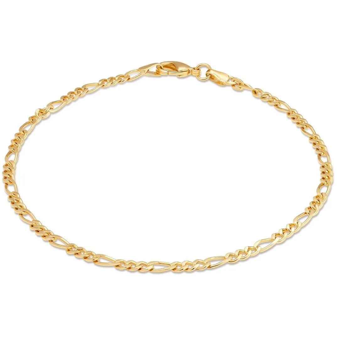 18K Gold Plated 4mm Figaro Anklet