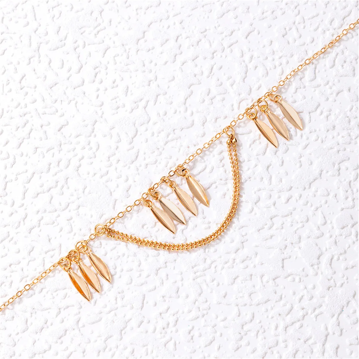 18K Gold-Plated Leaves Layered Anklet