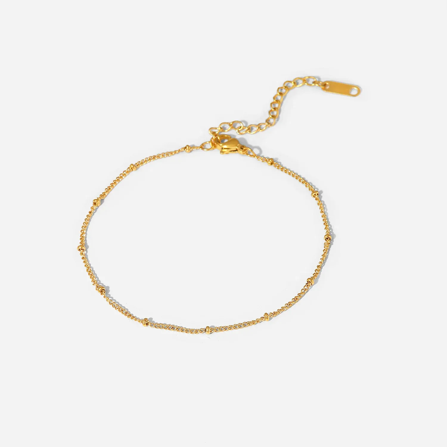 18K Gold Plated Stainless Steel Dainty Beads Chain Anklet
