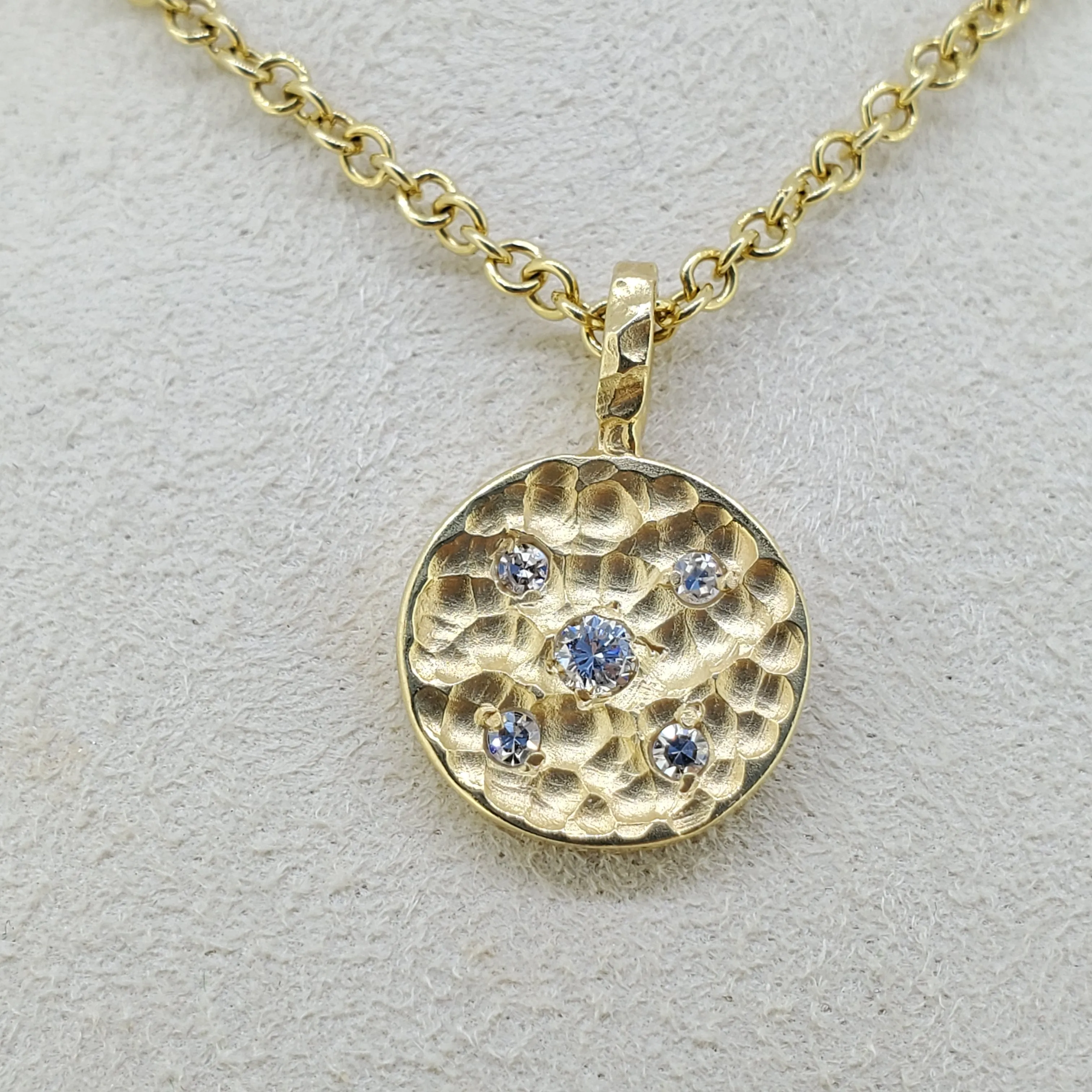 18K Necklace Hammered Pendant