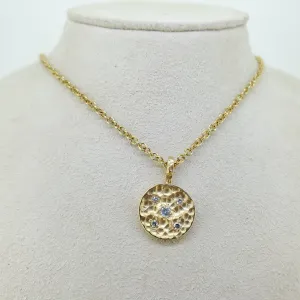 18K Necklace Hammered Pendant