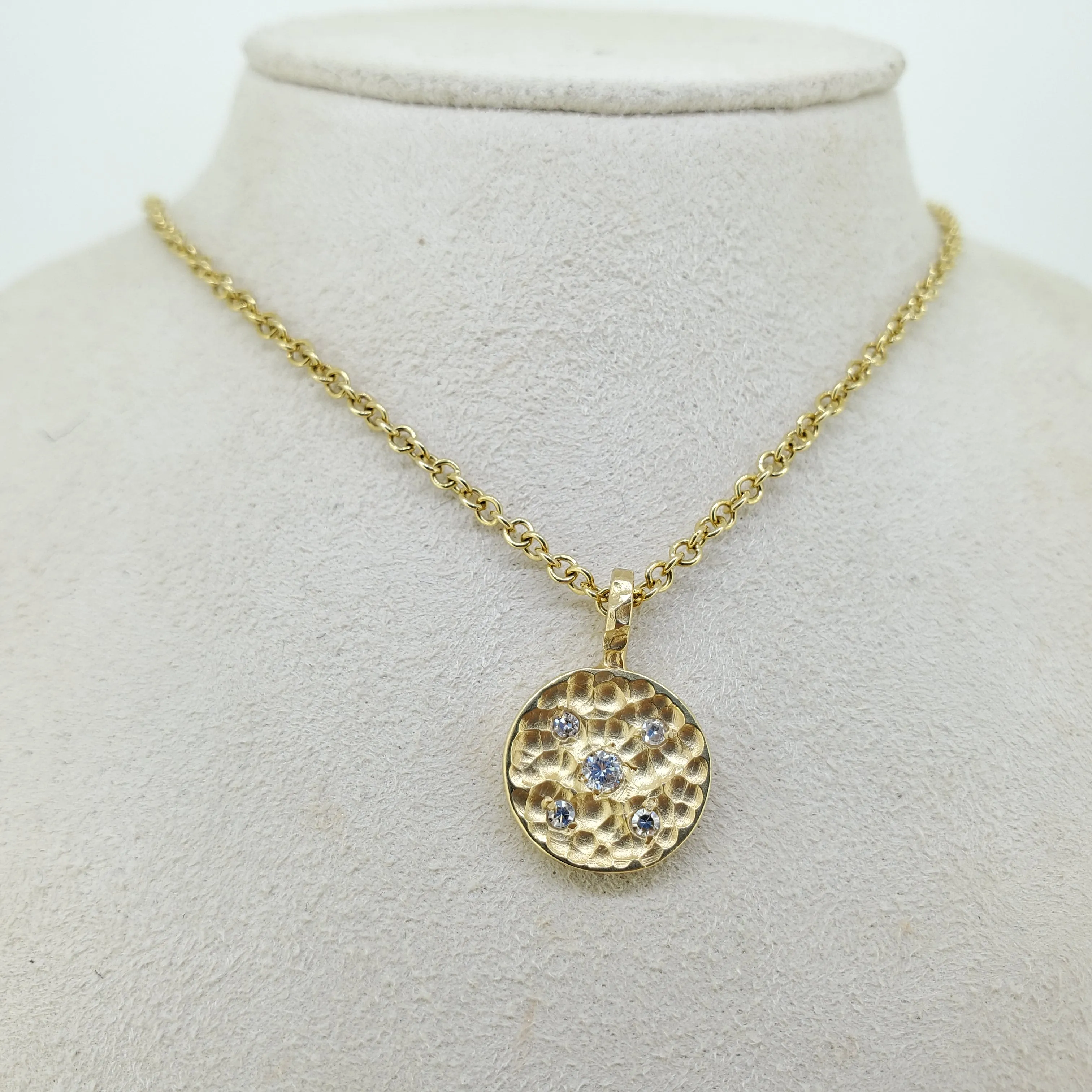 18K Necklace Hammered Pendant