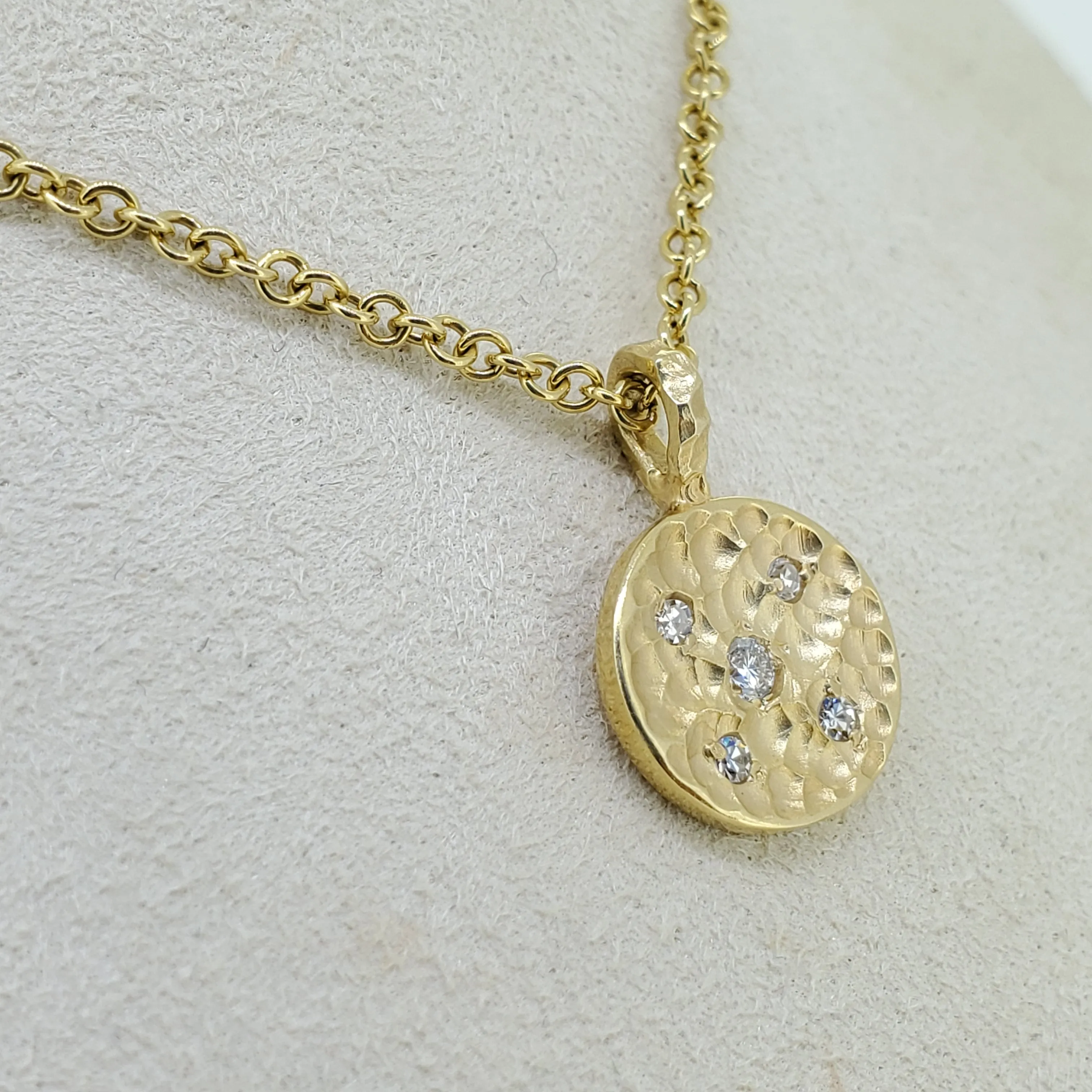 18K Necklace Hammered Pendant