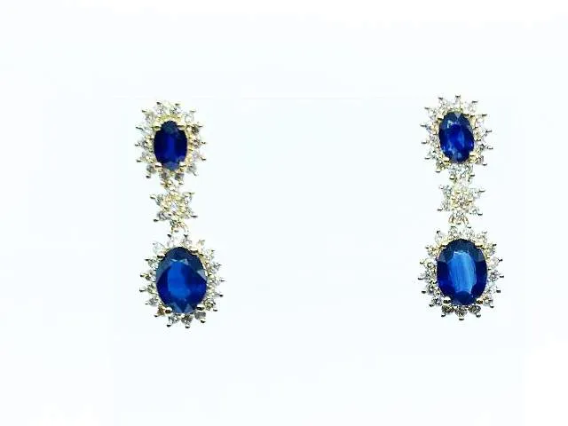 18K Sapphire And Diamond Drop Earrings