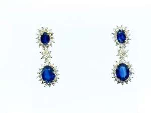 18K Sapphire And Diamond Drop Earrings