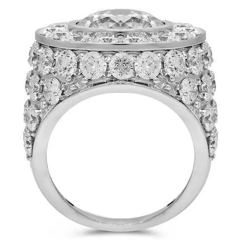 18K Solid White Gold Mens Custom Diamond Ring 22.04 Ctw