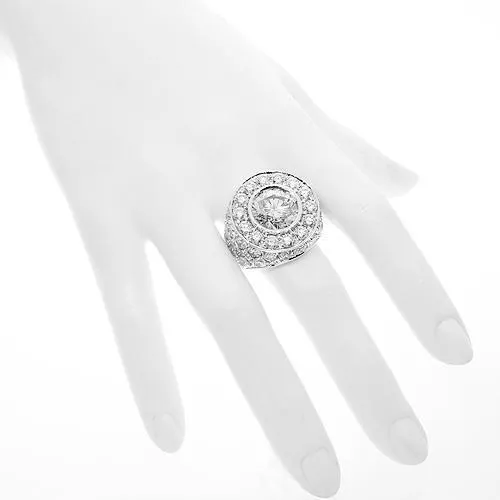 18K Solid White Gold Mens Custom Diamond Ring 22.04 Ctw