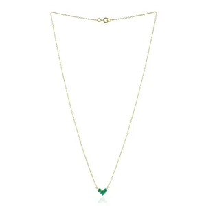 18k Solid Yellow Gold Natural Emerald Dainty Necklace For Gift