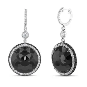 18K White Gold Black Diamond Drop Earrings