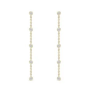 18K Yellow Gold 1/4Ct Diamond Drop Earrings