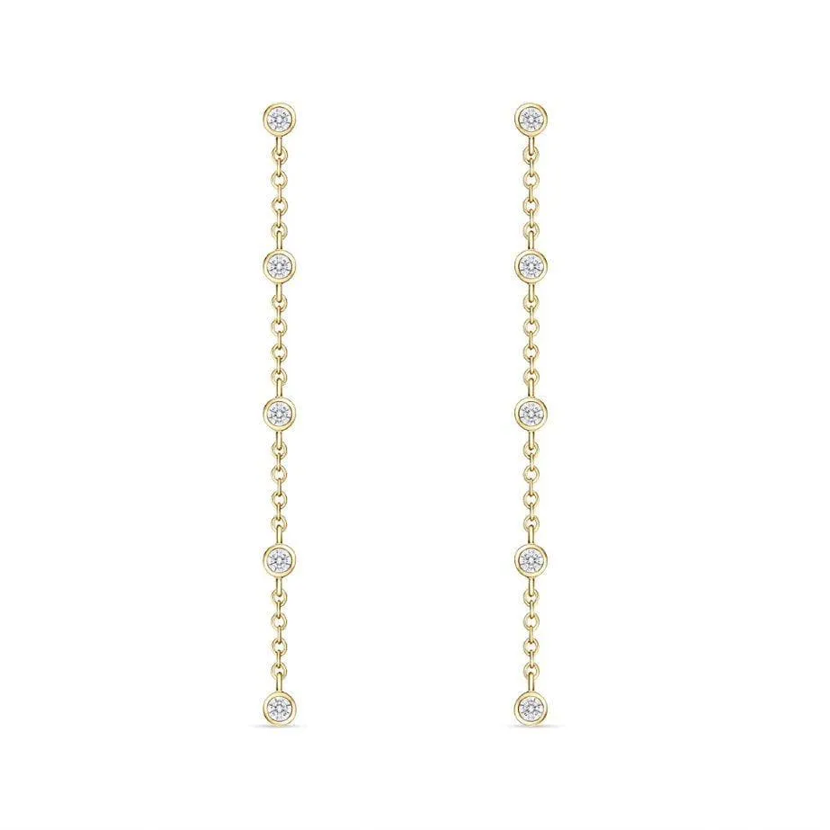 18K Yellow Gold 1/4Ct Diamond Drop Earrings