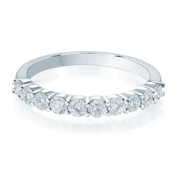 18kt White Gold Round Cut Diamond Semi Eternity Band, 0.70TCW