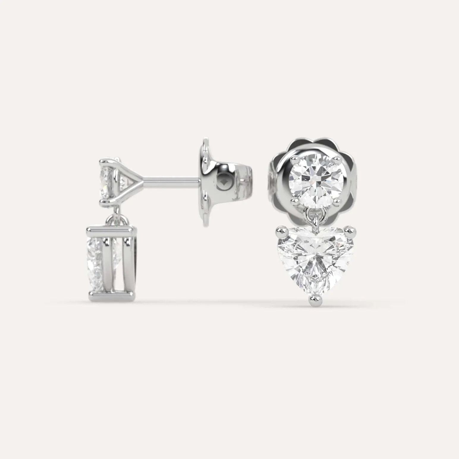 2 carat Heart Diamond Drop Earrings