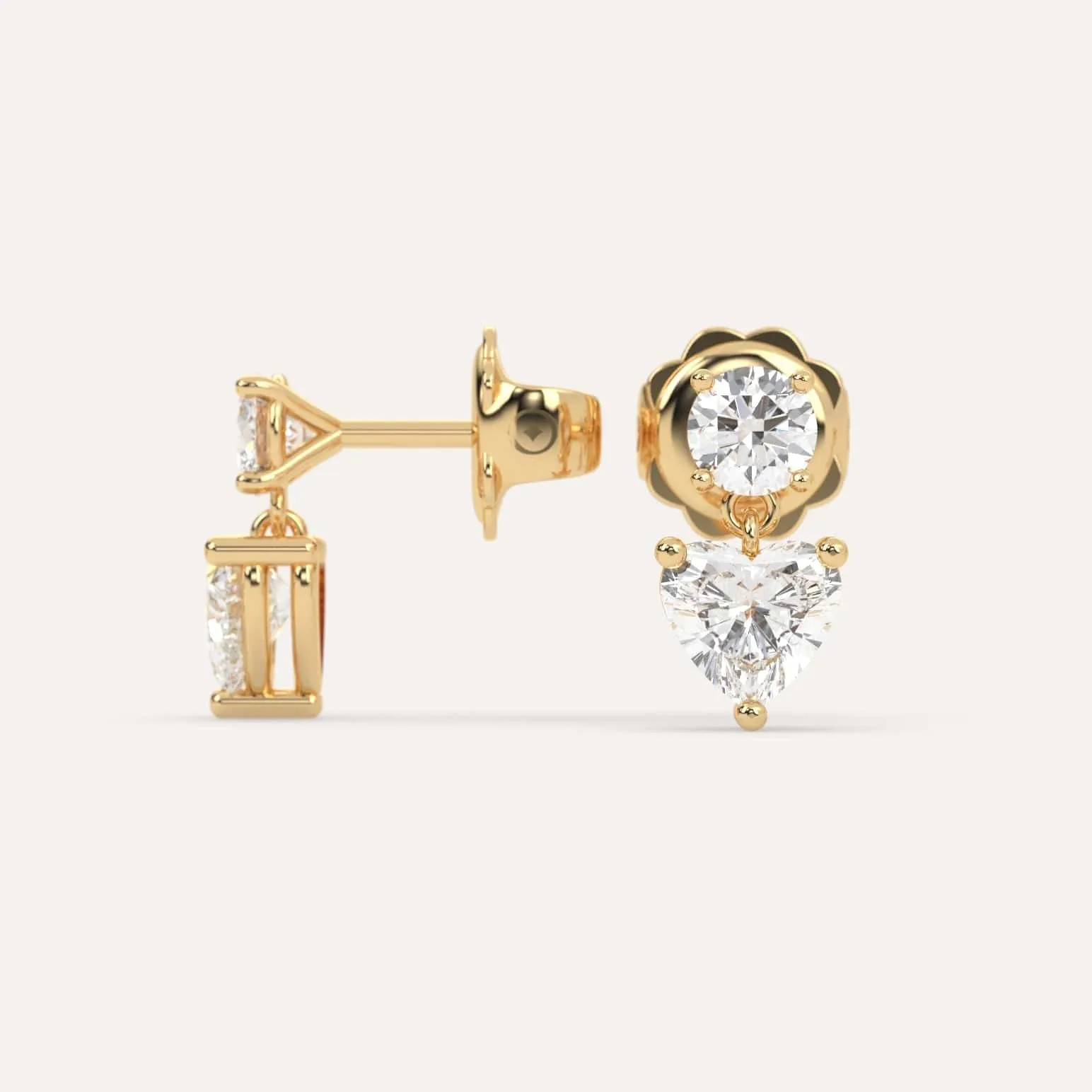 2 carat Heart Diamond Drop Earrings