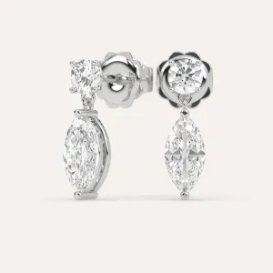 2 carat Marquise Diamond Drop Earrings