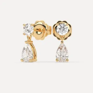 2 carat Pear Diamond Drop Earrings