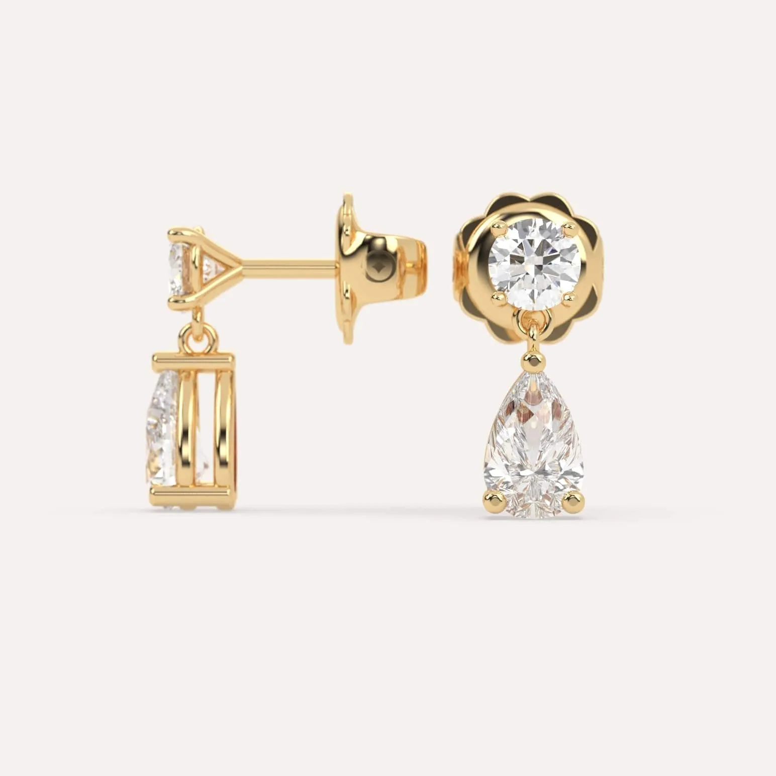 2 carat Pear Diamond Drop Earrings