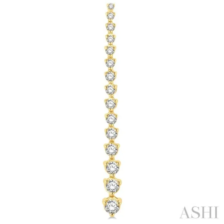 2 ctw Round Cut Diamond Riviera Drop Earring in 14K Yellow Gold