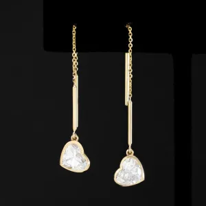 2.00ctw Heart Shape Diamond Bezel Askew Threader Earrings