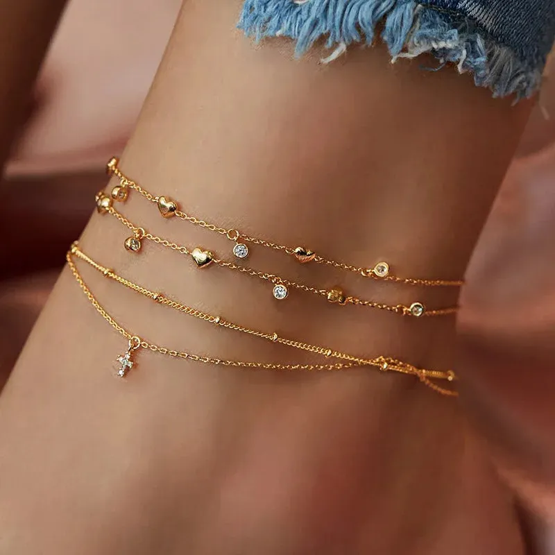 2022 Bohemia Anklets for Women Summer Beach Foot Chains Boho Beads Butterfly Bracelet Charm Anklet Set Ankle Jewelry Accessories