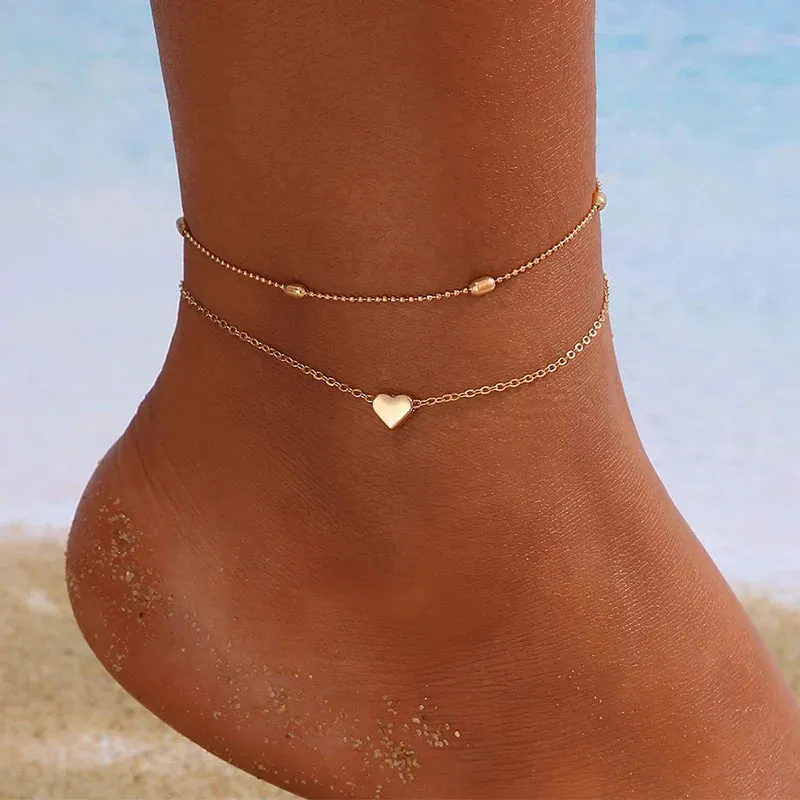 2022 Bohemia Anklets for Women Summer Beach Foot Chains Boho Beads Butterfly Bracelet Charm Anklet Set Ankle Jewelry Accessories