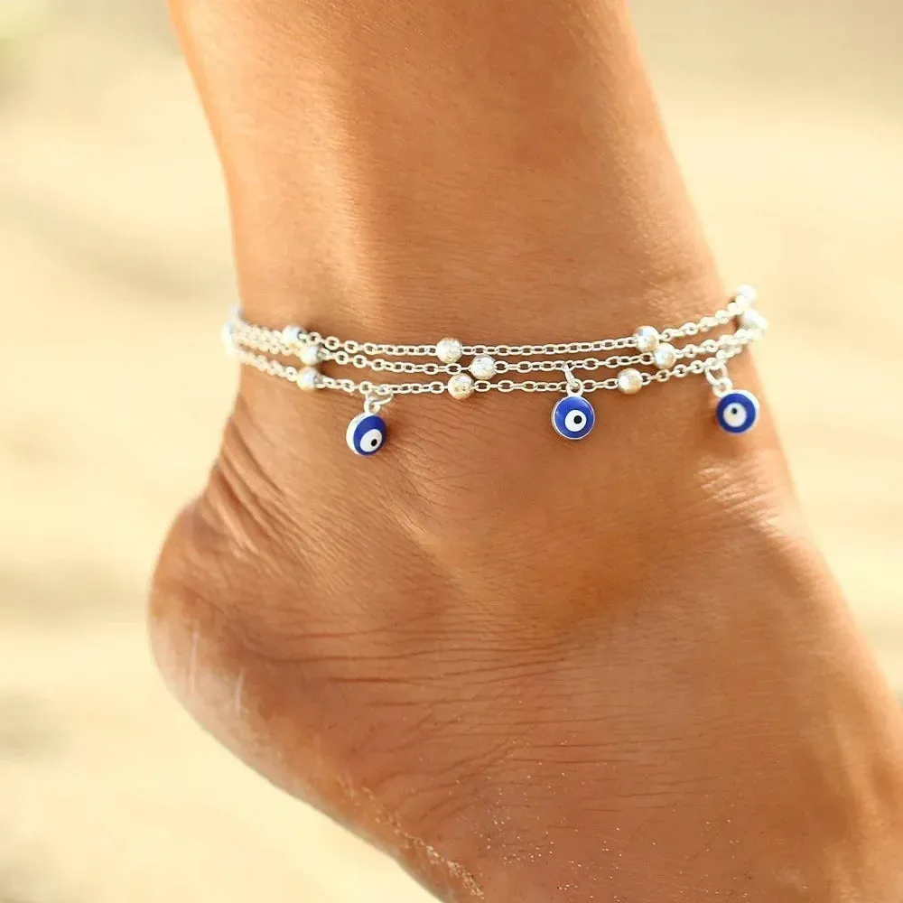 2022 Bohemia Anklets for Women Summer Beach Foot Chains Boho Beads Butterfly Bracelet Charm Anklet Set Ankle Jewelry Accessories