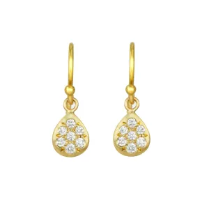 20K Gold and Pave Diamond "Point Up" Teardrop Earrings