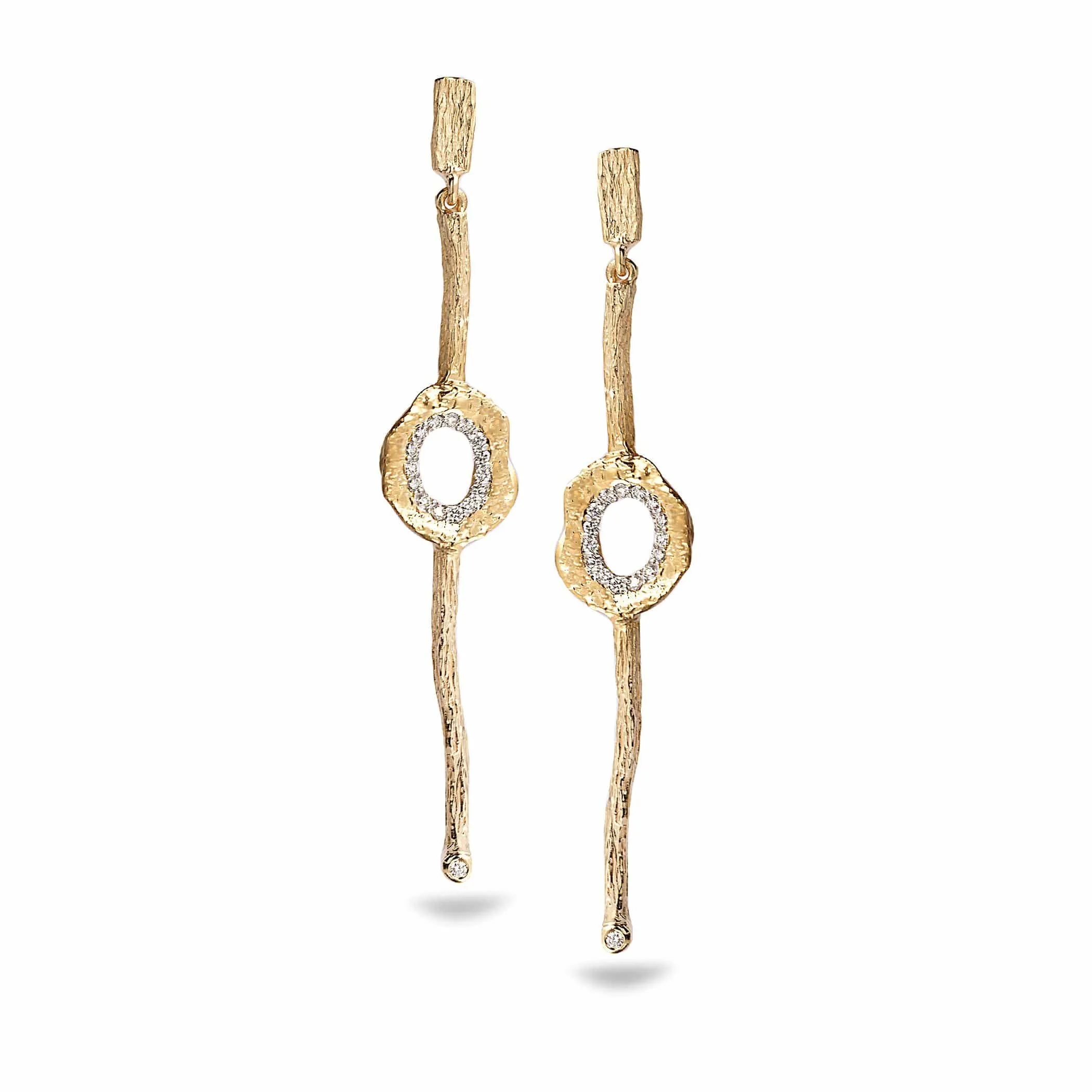 20K Open Serenity Diamond Drop Earrings