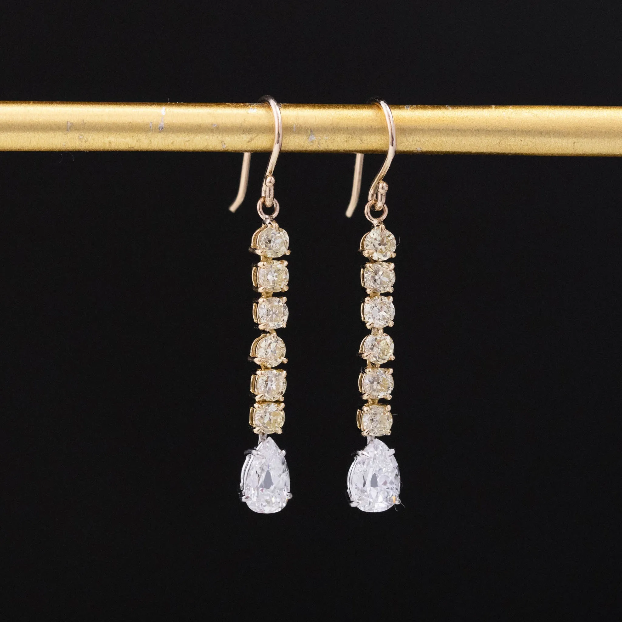 2.44ctw Pear Cut Fancy Diamond Drop Earrings