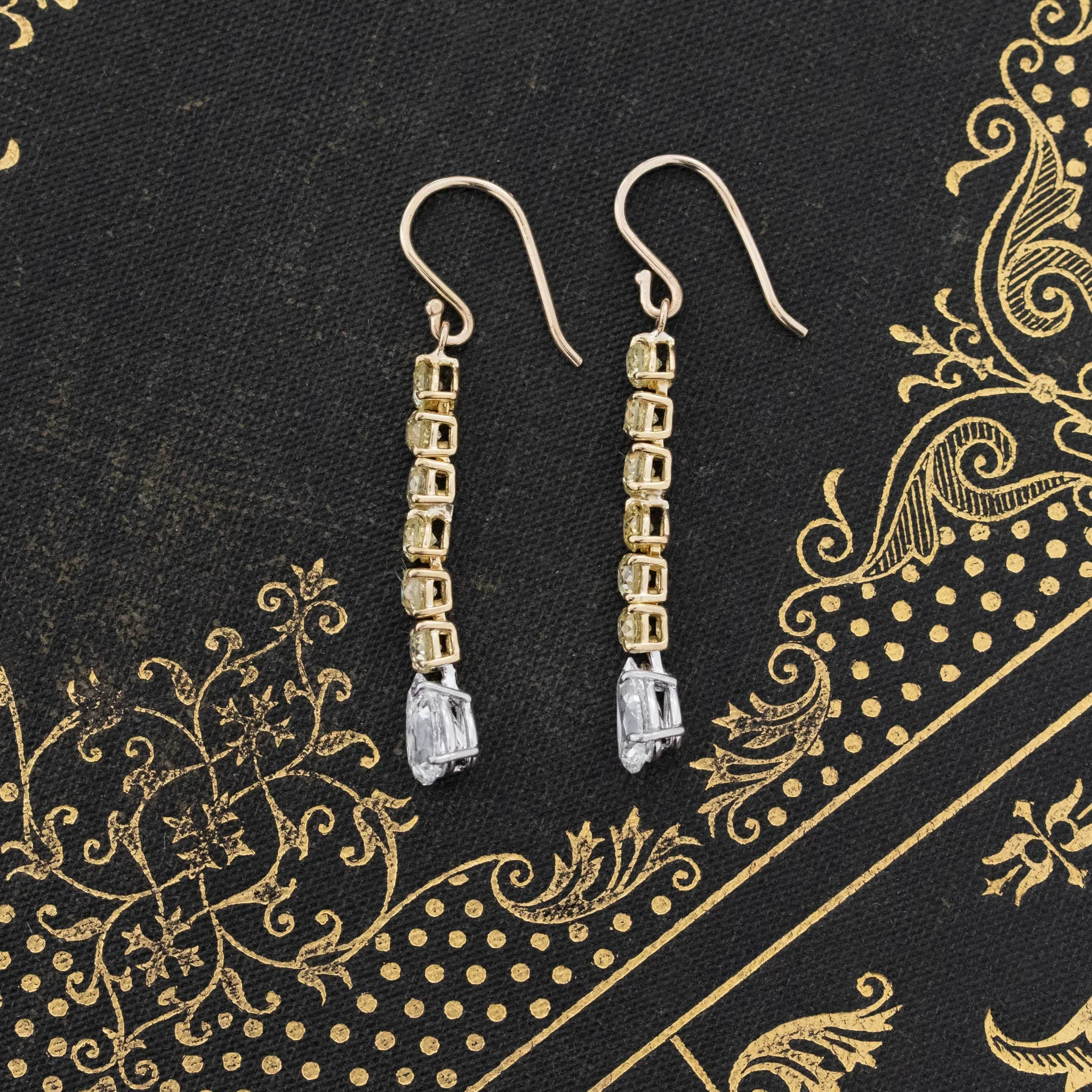 2.44ctw Pear Cut Fancy Diamond Drop Earrings