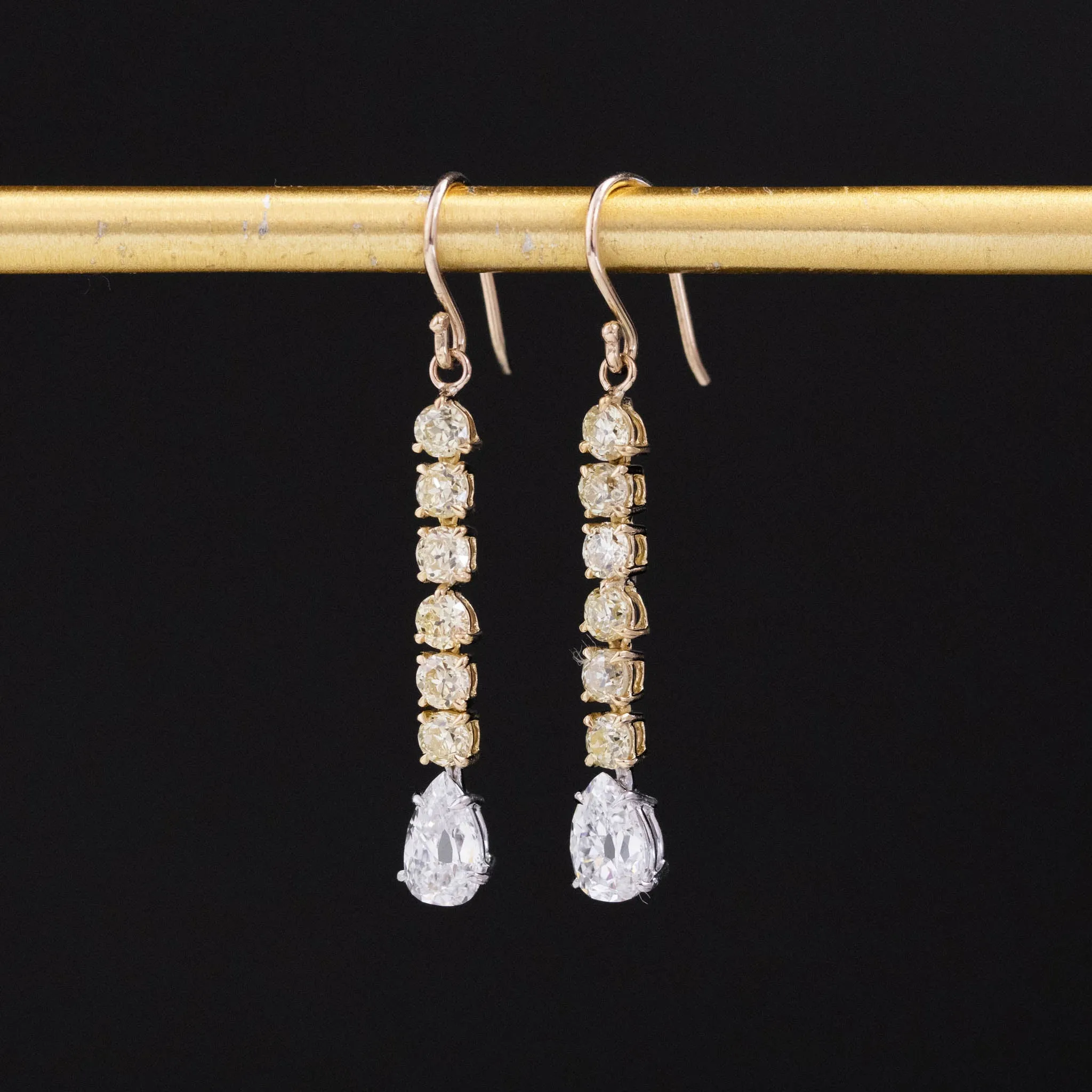 2.44ctw Pear Cut Fancy Diamond Drop Earrings